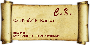 Czifrák Karsa névjegykártya